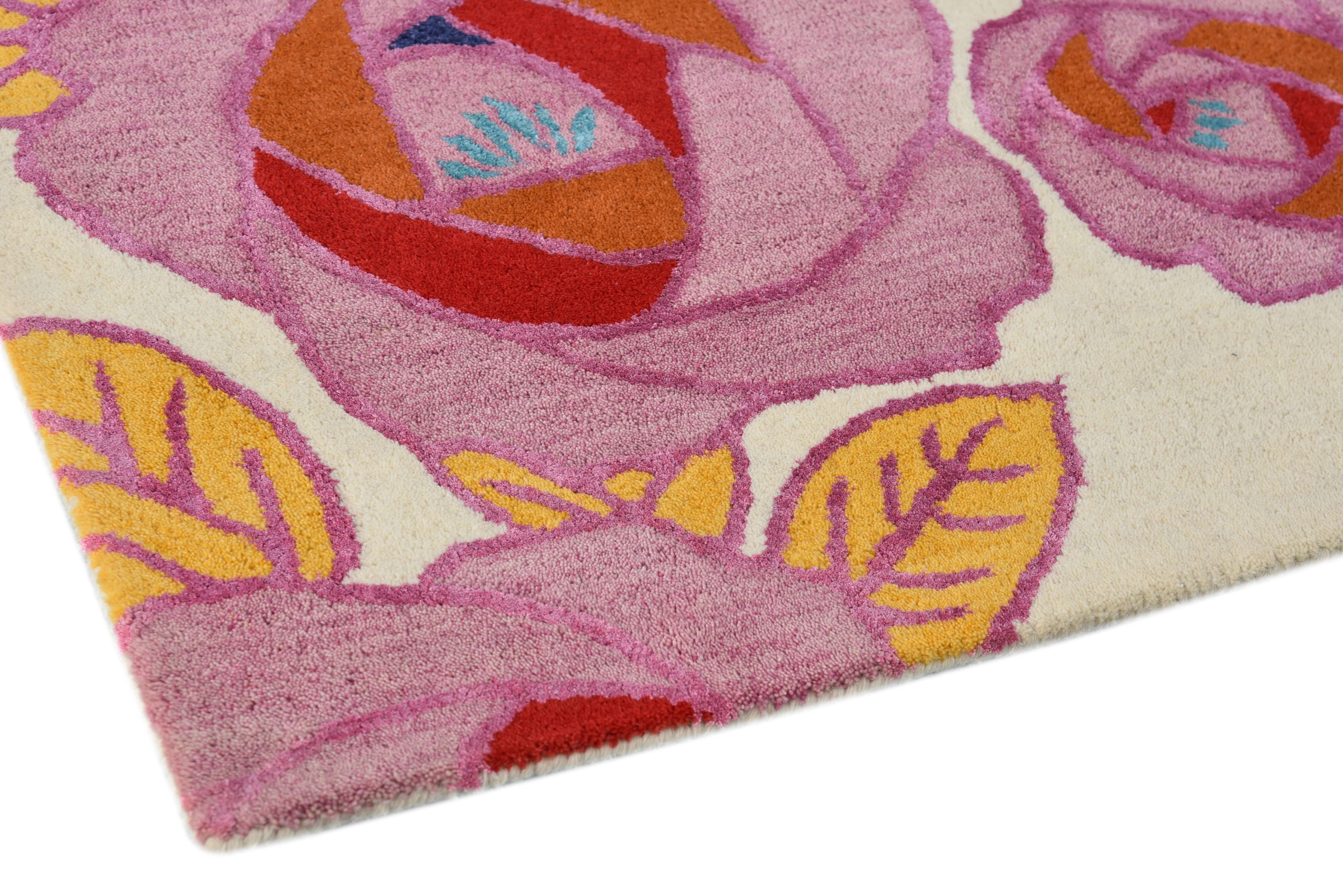 Elegant Pink Rose Rug - Luxury Home Decor