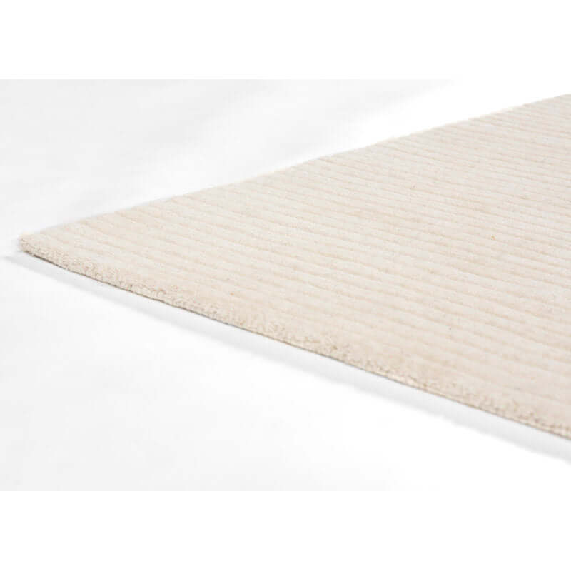 Elegant White Striped Hand Loom Rugs - Classic