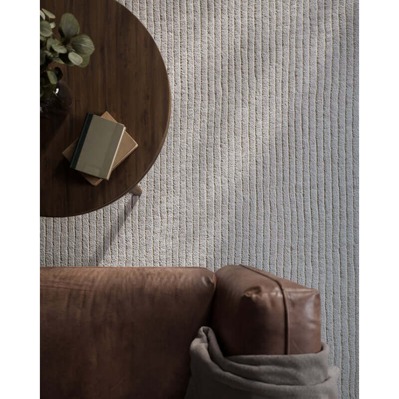 Elegant White Striped Hand Loom Rugs - Classic