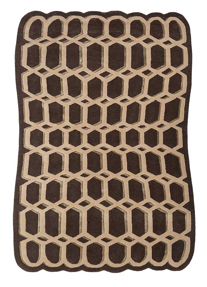 Cola/Soft Beige Hand Tufted Rugs