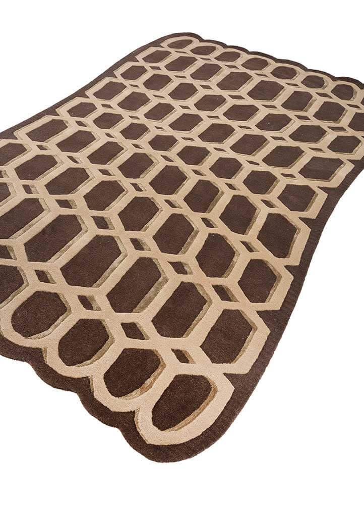 Cola/Soft Beige Hand Tufted Rugs