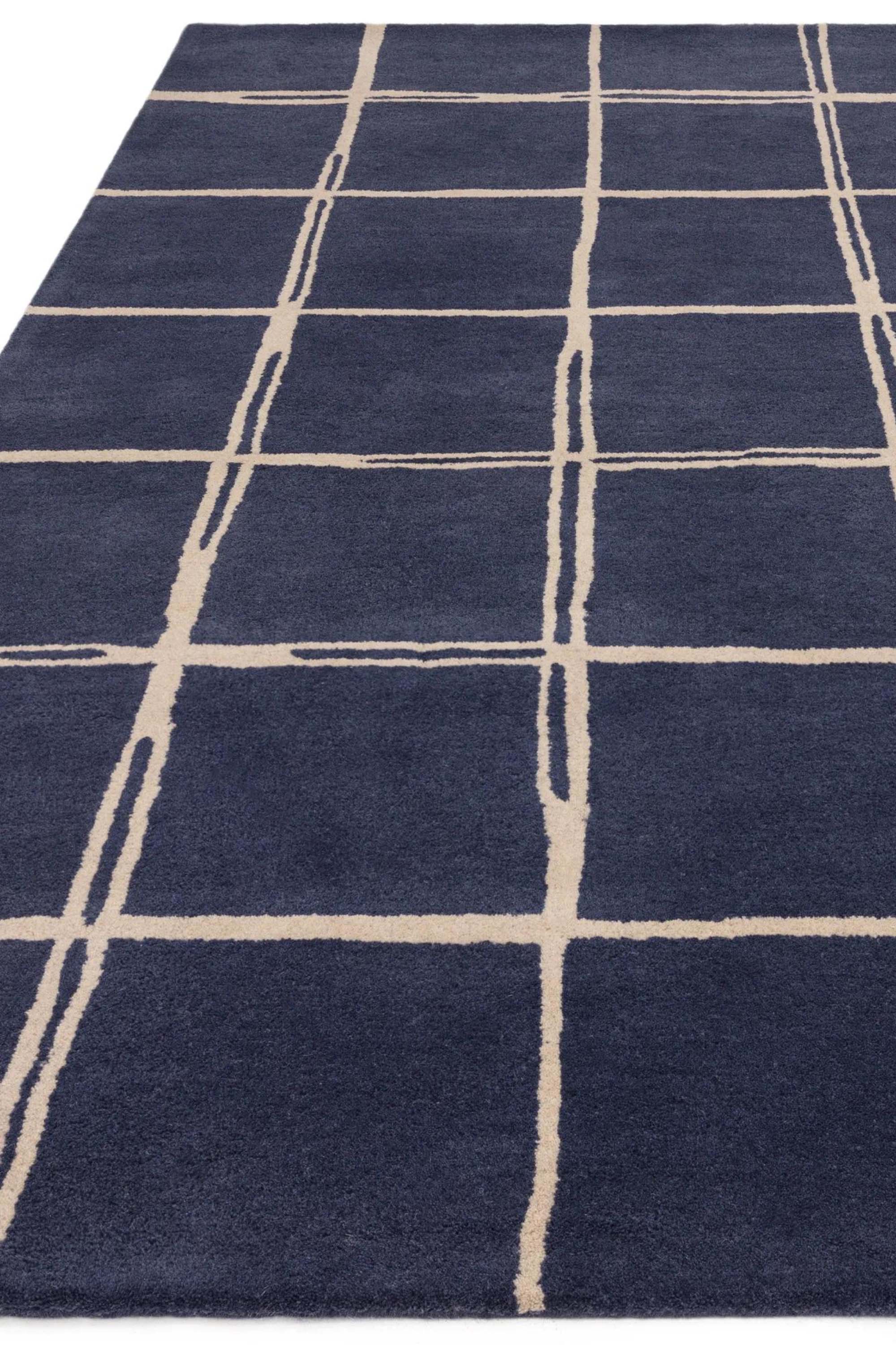 Nordic Blue Hand-Tufted Rug: Minimalist Elegance