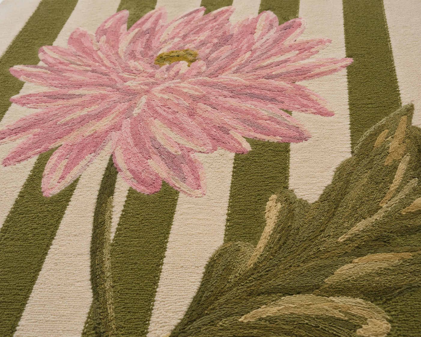 Olive Bloom Stripes Rug