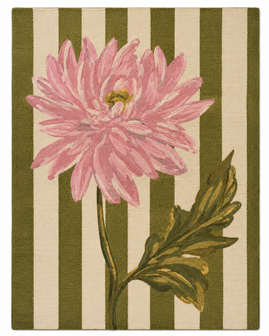 Olive Bloom Stripes Rug