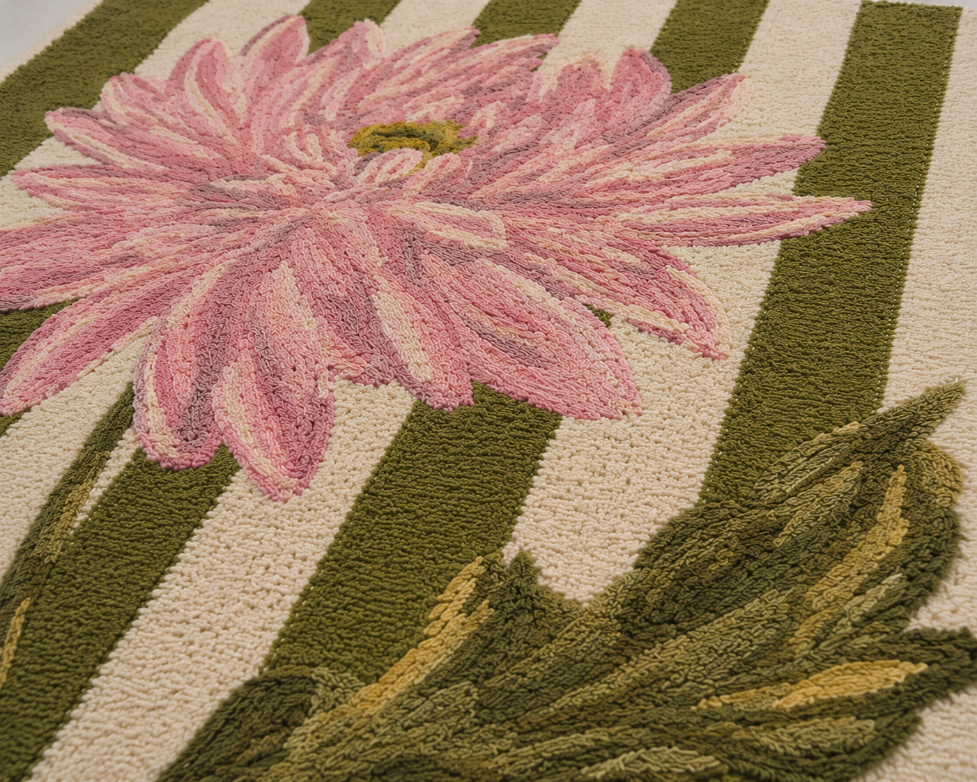 Olive Bloom Stripes Rug