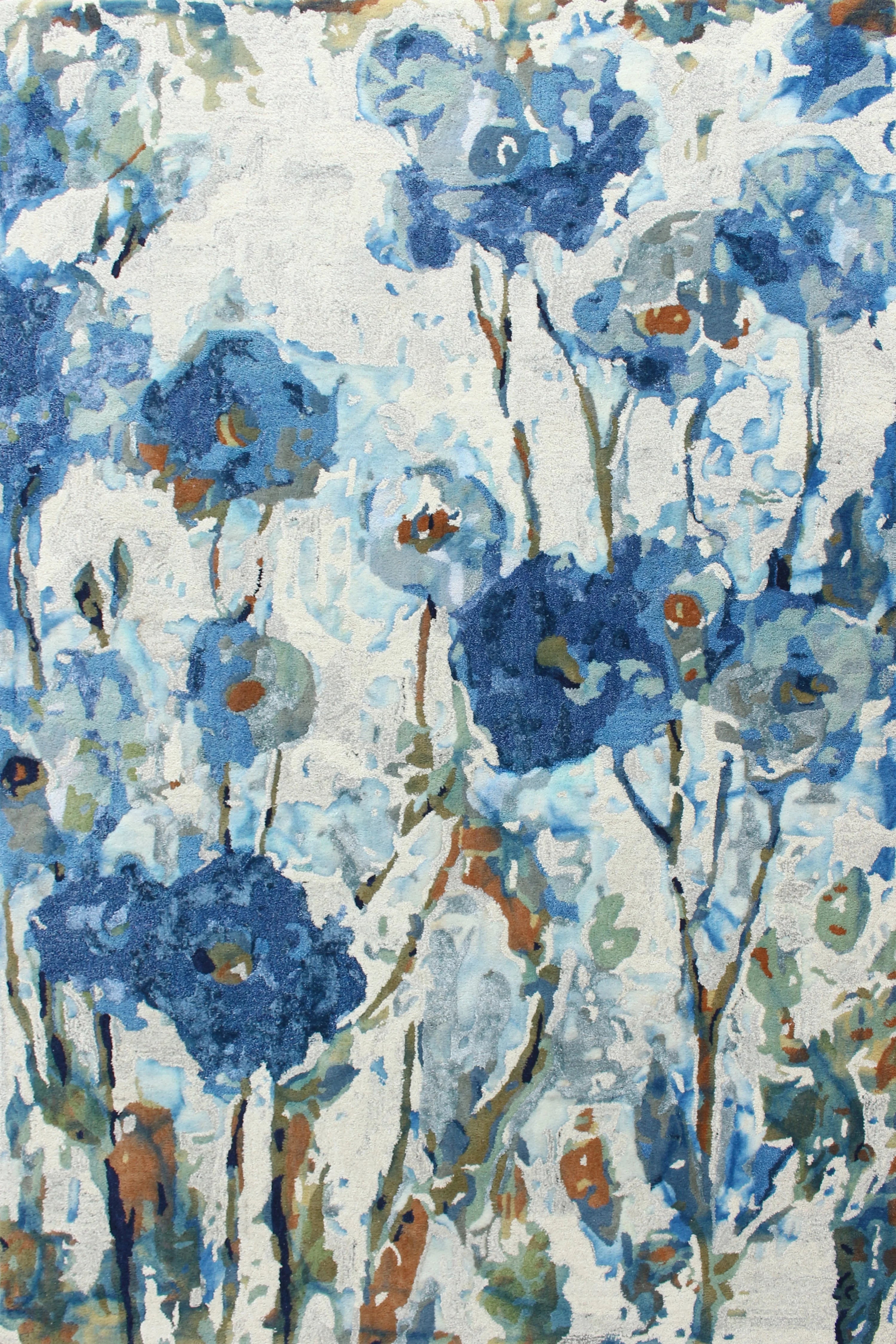 Azure Bloom Hand-Tufted Rug