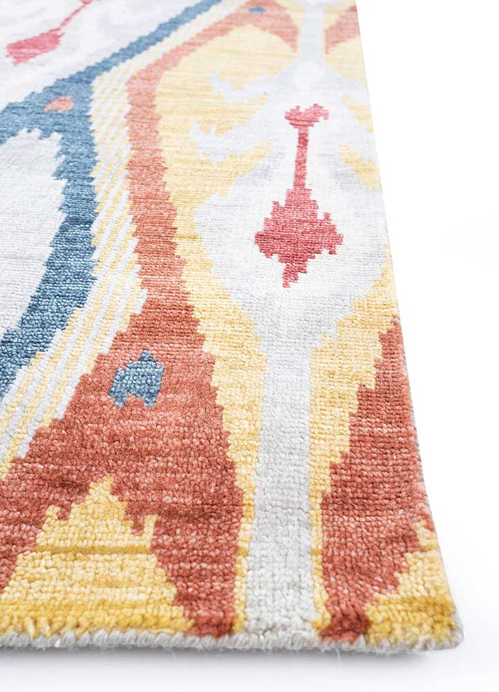 Dark Ivory/Red Orange Moroccan Rugs