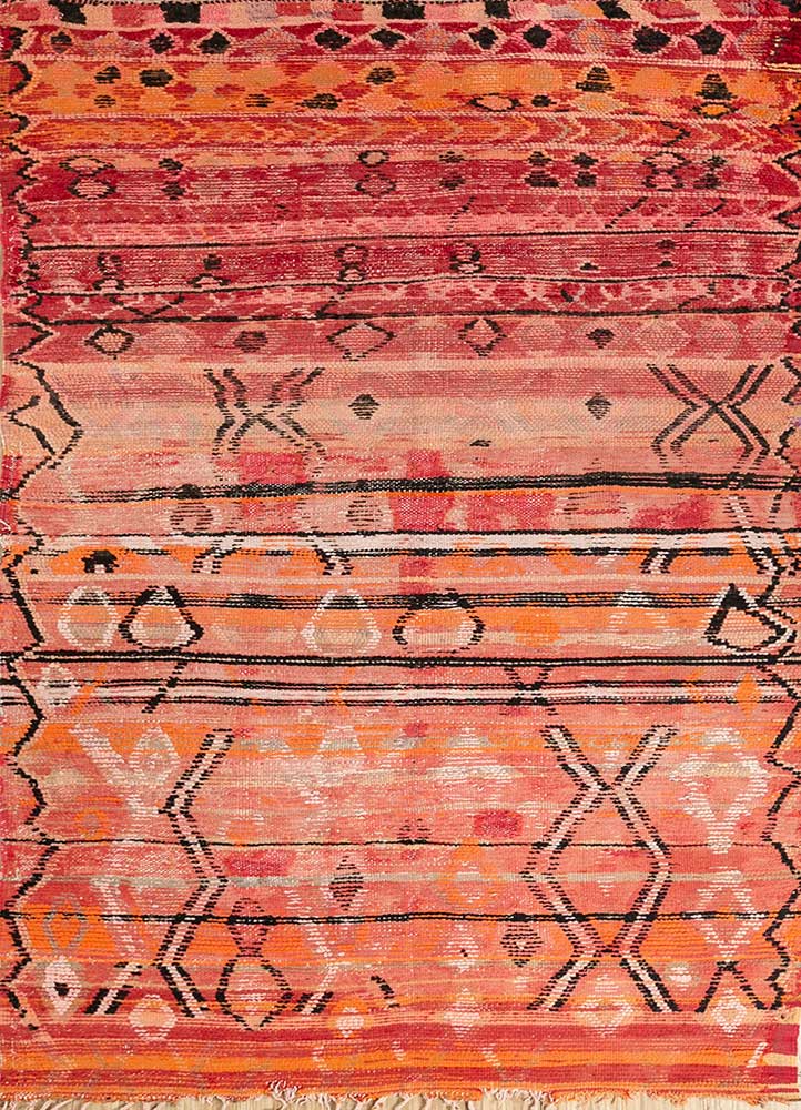 Ribbon Red/Orange Moroccan Rugs