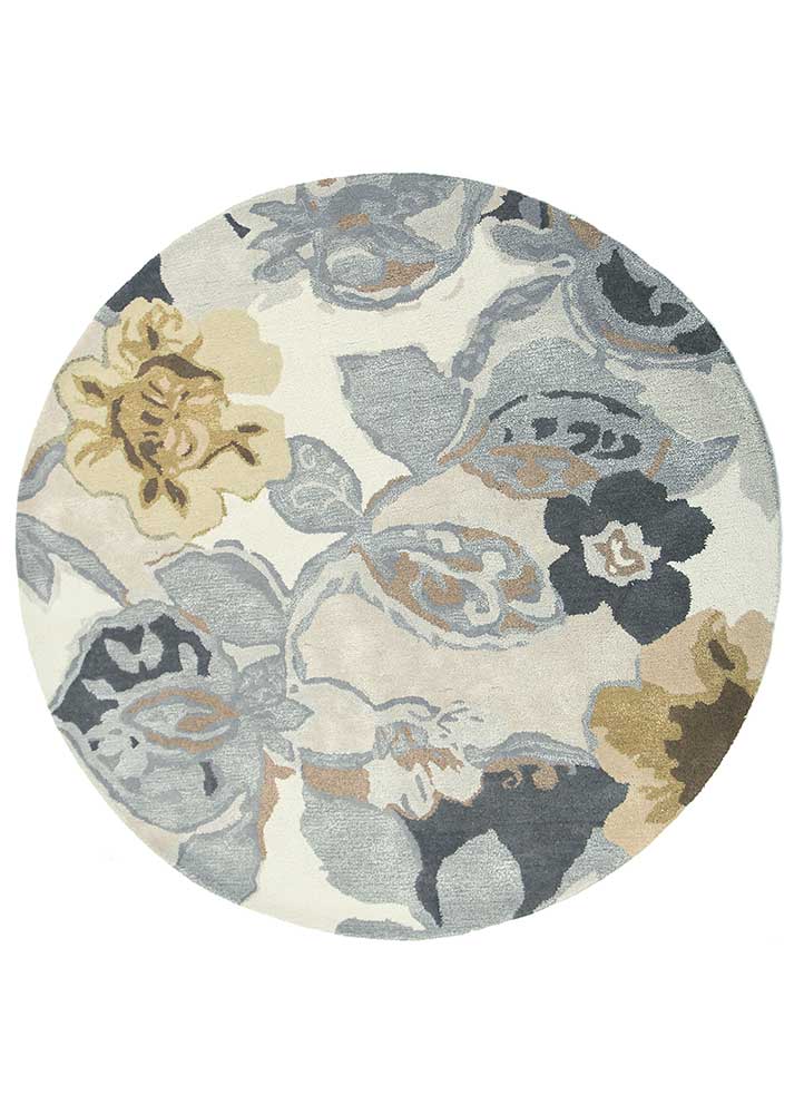 White/Nickel Hand Tufted Round Rug