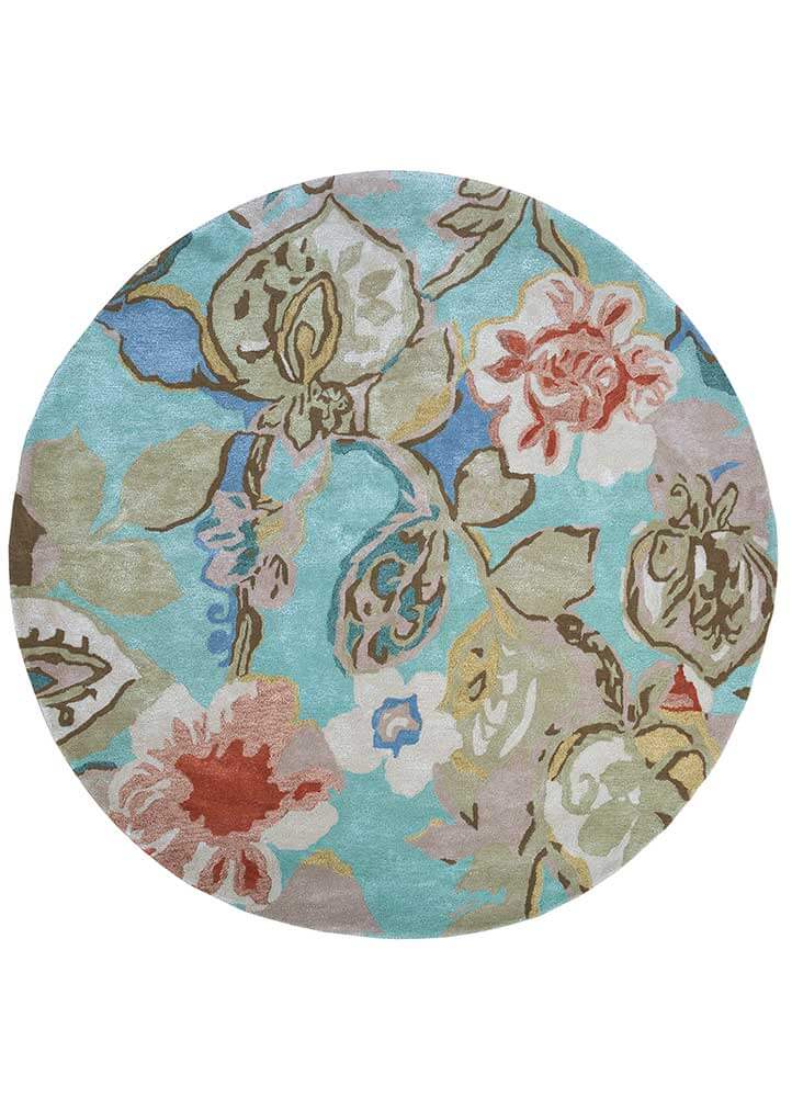 Aqua Foam Hand Tufted Round Rugs