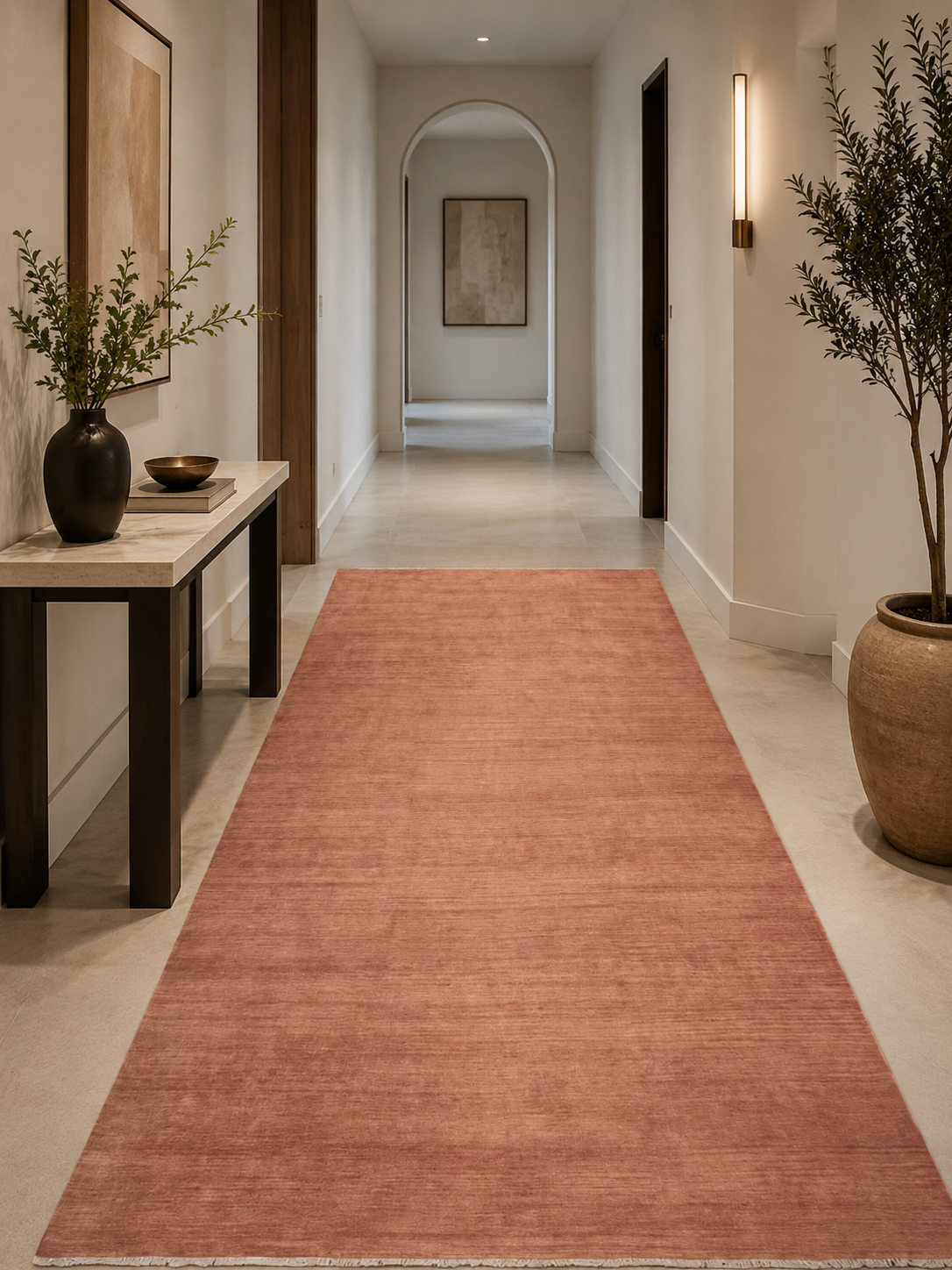 Salmon Hand-Tufted Wool Rug