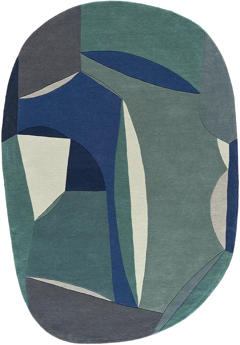 Blue  Irregular Shape Rug