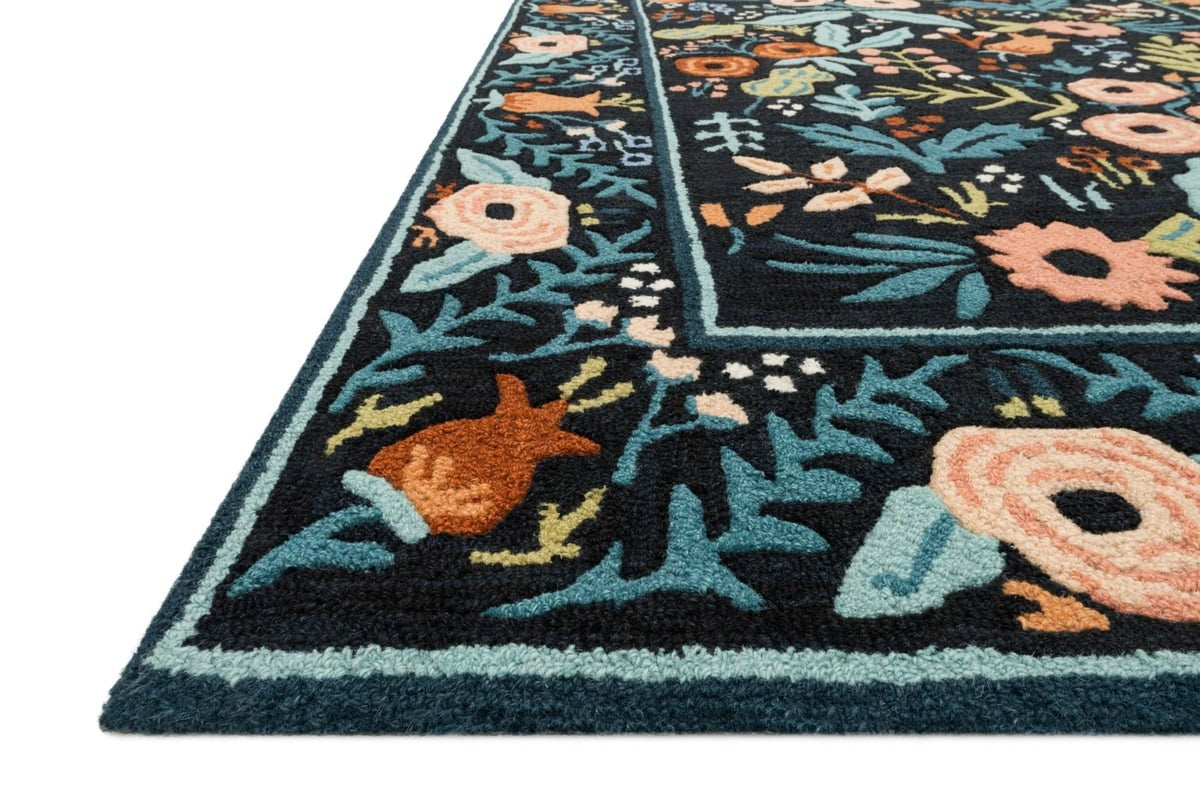Les Fleurs Noir Botanical Rug