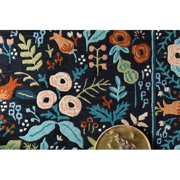 Les Fleurs Noir Botanical Rug