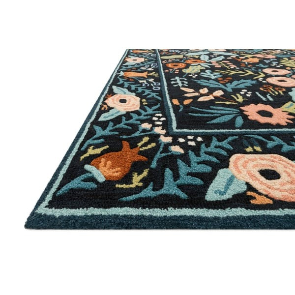Les Fleurs Noir Botanical Rug