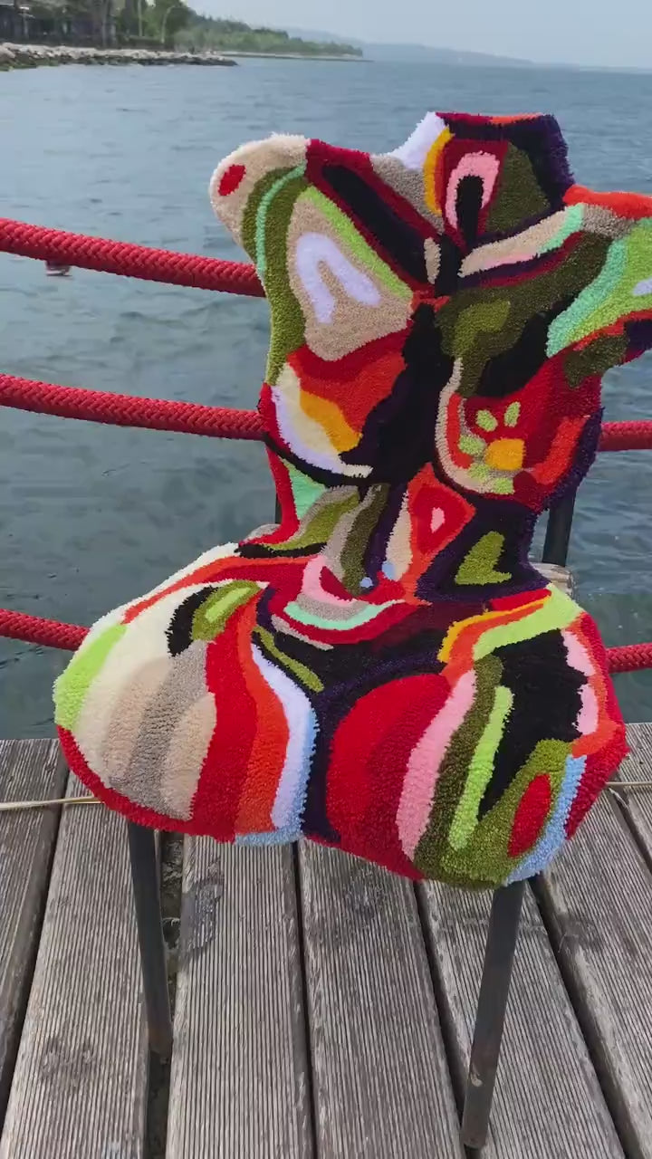 Colorful Woman Body Fluffy Tufted Rug