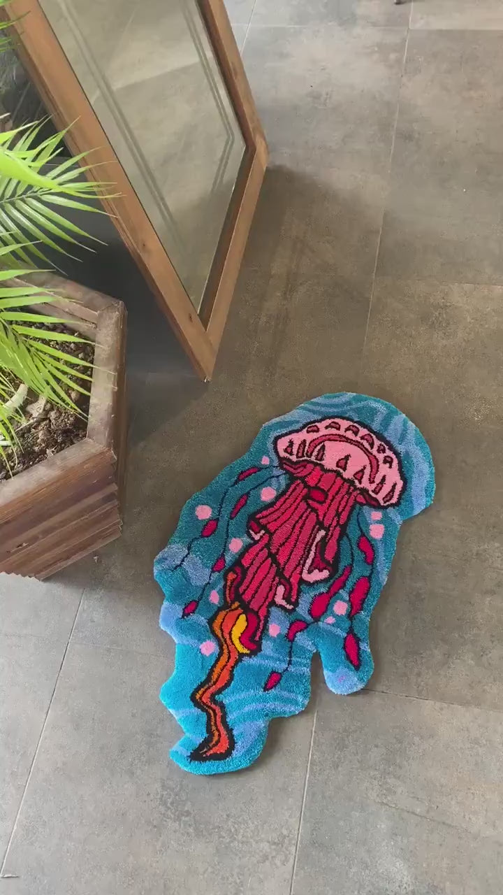 Floating Jellyfish Fluffy Tufted Rug