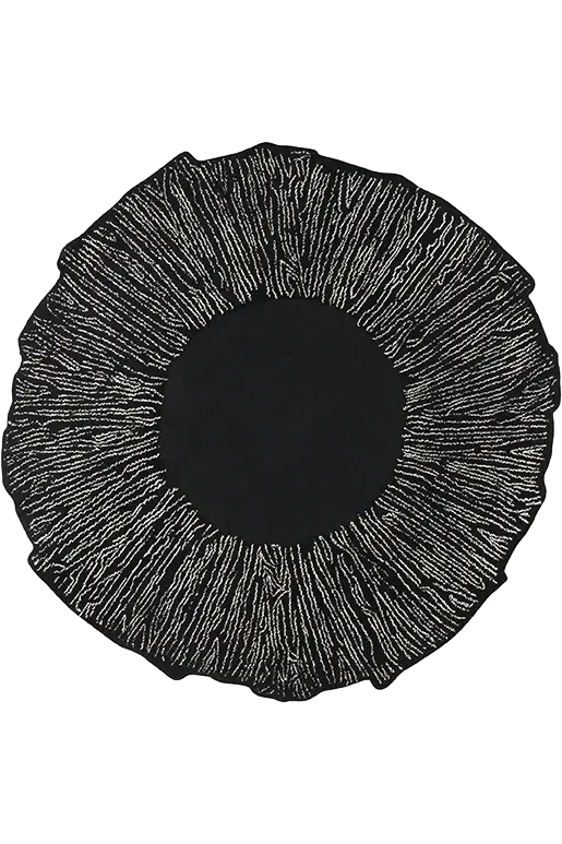 Black Flower Eye Irregular Shape Rug