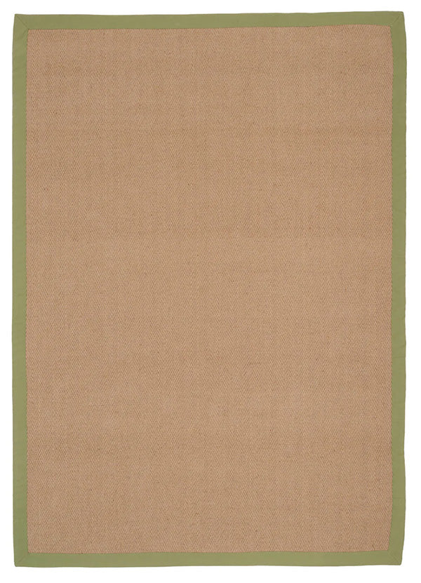 Green Cotton Border Natural Jute Area Rug