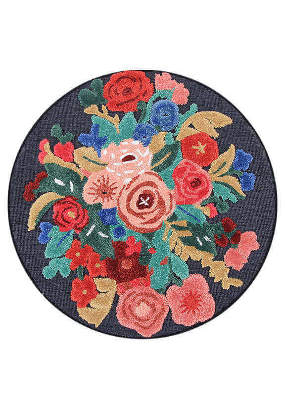 Black Dahlia Round Rug